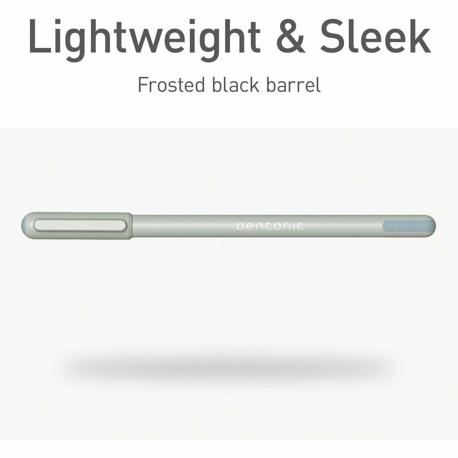 Image of Pentonic PEN13086 Frosted Barrel Ballpoint Pens, 0.7 mm Fine Pen Point, Black Ink, Frost, Gray Barrel, 10 / Box