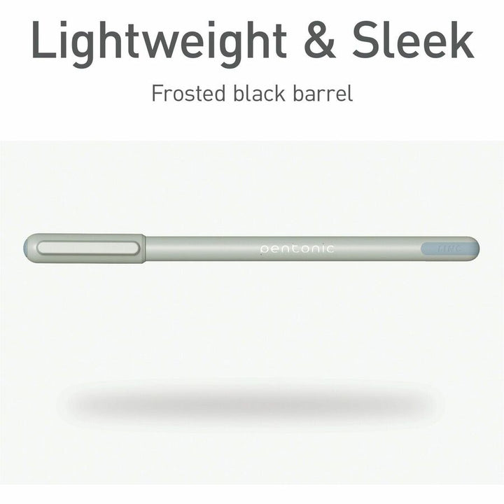 Image of Pentonic PEN13086 Frosted Barrel Ballpoint Pens, 0.7 mm Fine Pen Point, Black Ink, Frost, Gray Barrel, 10 / Box