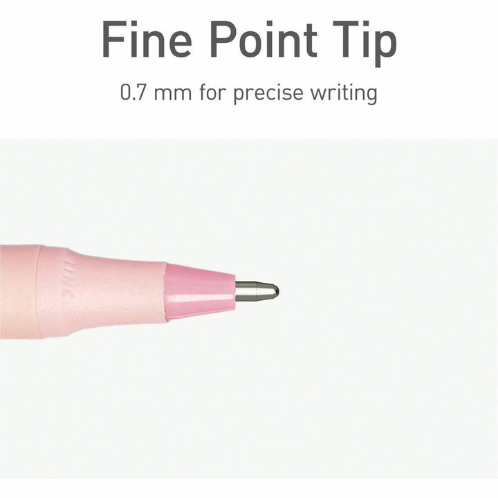 Image of Pentonic PEN13087 Frosted Barrel Ballpoint Pens, 0.7 mm Fine Pen Point, Red Ink, Frost, Pink Barrel, 10 / Box