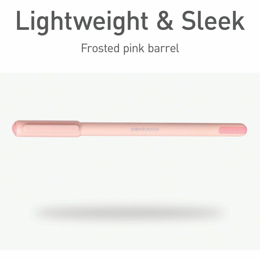 Image of Pentonic PEN13087 Frosted Barrel Ballpoint Pens, 0.7 mm Fine Pen Point, Red Ink, Frost, Pink Barrel, 10 / Box