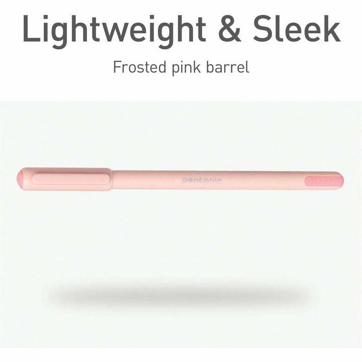 Image of Pentonic PEN13087 Frosted Barrel Ballpoint Pens, 0.7 mm Fine Pen Point, Red Ink, Frost, Pink Barrel, 10 / Box