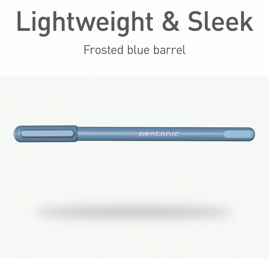 Image of Pentonic PEN13085 Frosted Barrel Ballpoint Pens, 0.7 mm Fine Pen Point, Blue Ink, Frost, Blue Barrel, 10 / Box