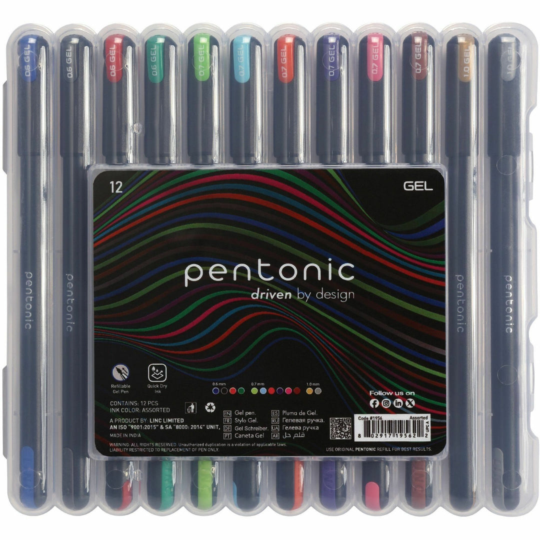 Image of Pentonic PEN12185 Gel Pens, 1 mm Pen Point, Assorted Ink, Gel-based, 12 / Pack