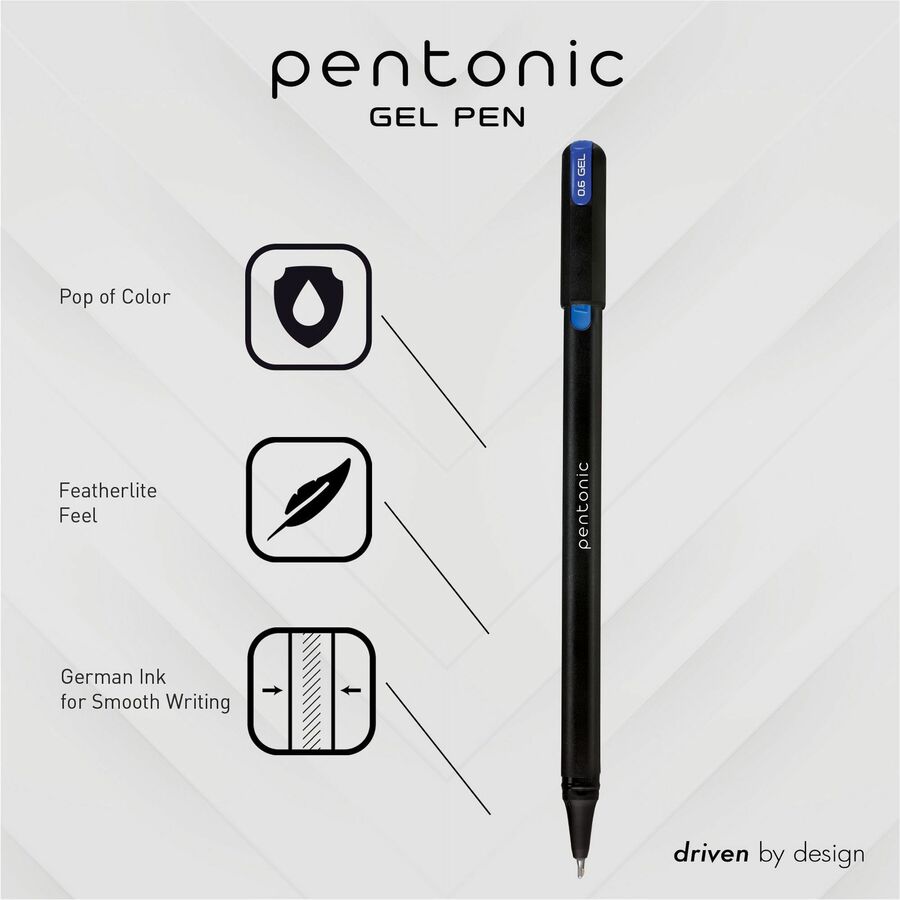 Image of Pentonic PEN12185 Gel Pens, 1 mm Pen Point, Assorted Ink, Gel-based, 12 / Pack