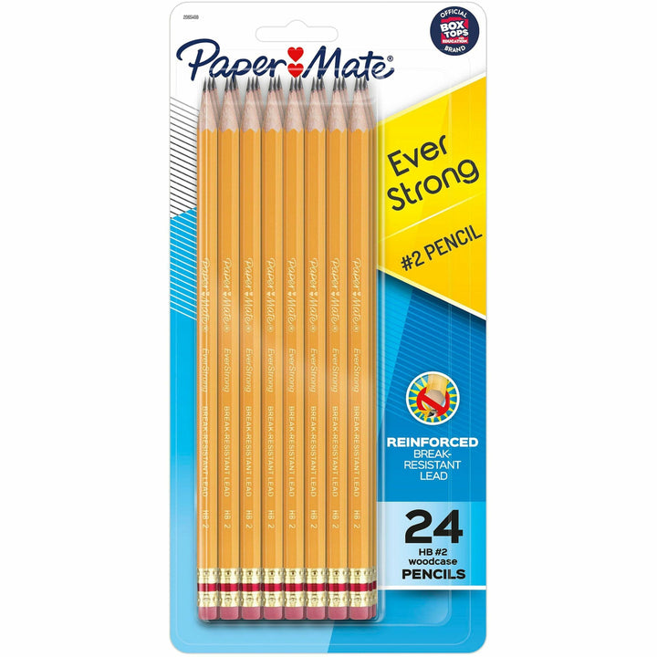 Image of Paper Mate® Everstrong #2 Pencils, Hb (#2), Black Lead, Yellow Barrel, 24/pack