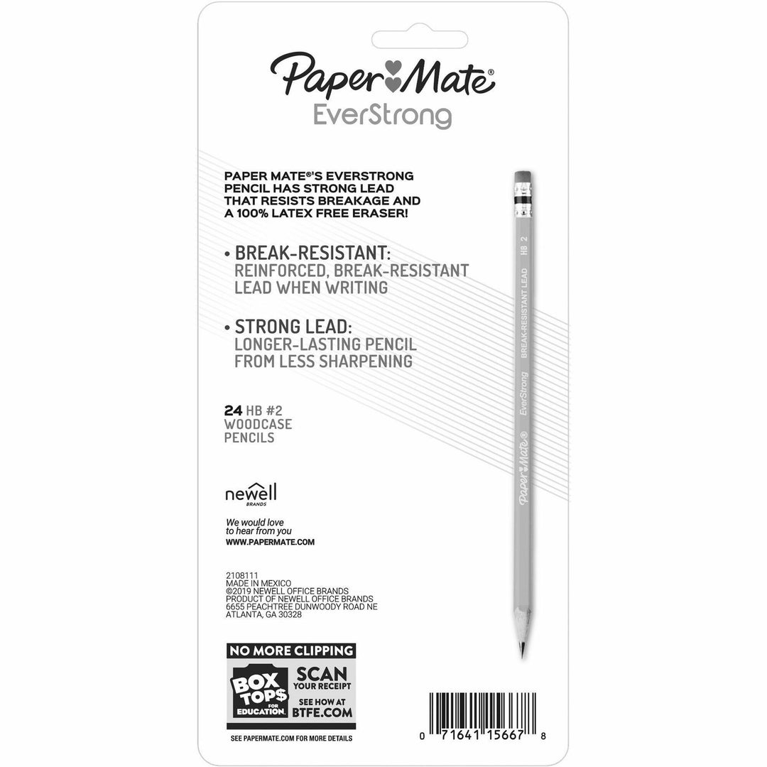 Image of Paper Mate® Everstrong #2 Pencils, Hb (#2), Black Lead, Yellow Barrel, 24/pack