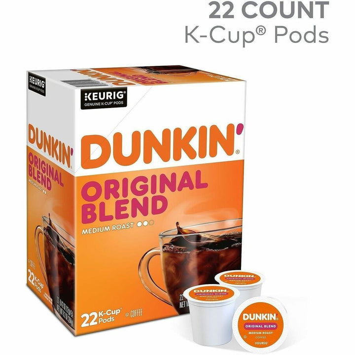 Image of Dunkin'® 0315 Original Blend Coffee, Compatible with Keurig Brewer, Medium, K-Cup, Original, Kosher, 22 / Box