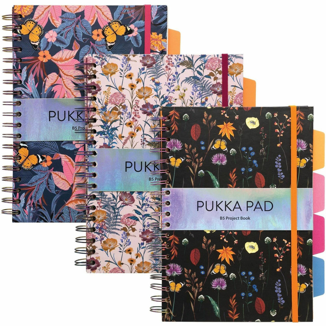 Image of Pukka Pads 9494-BLM(ASST) Bloom B5 Hardcover Project Book, Assorted Pack Of 3