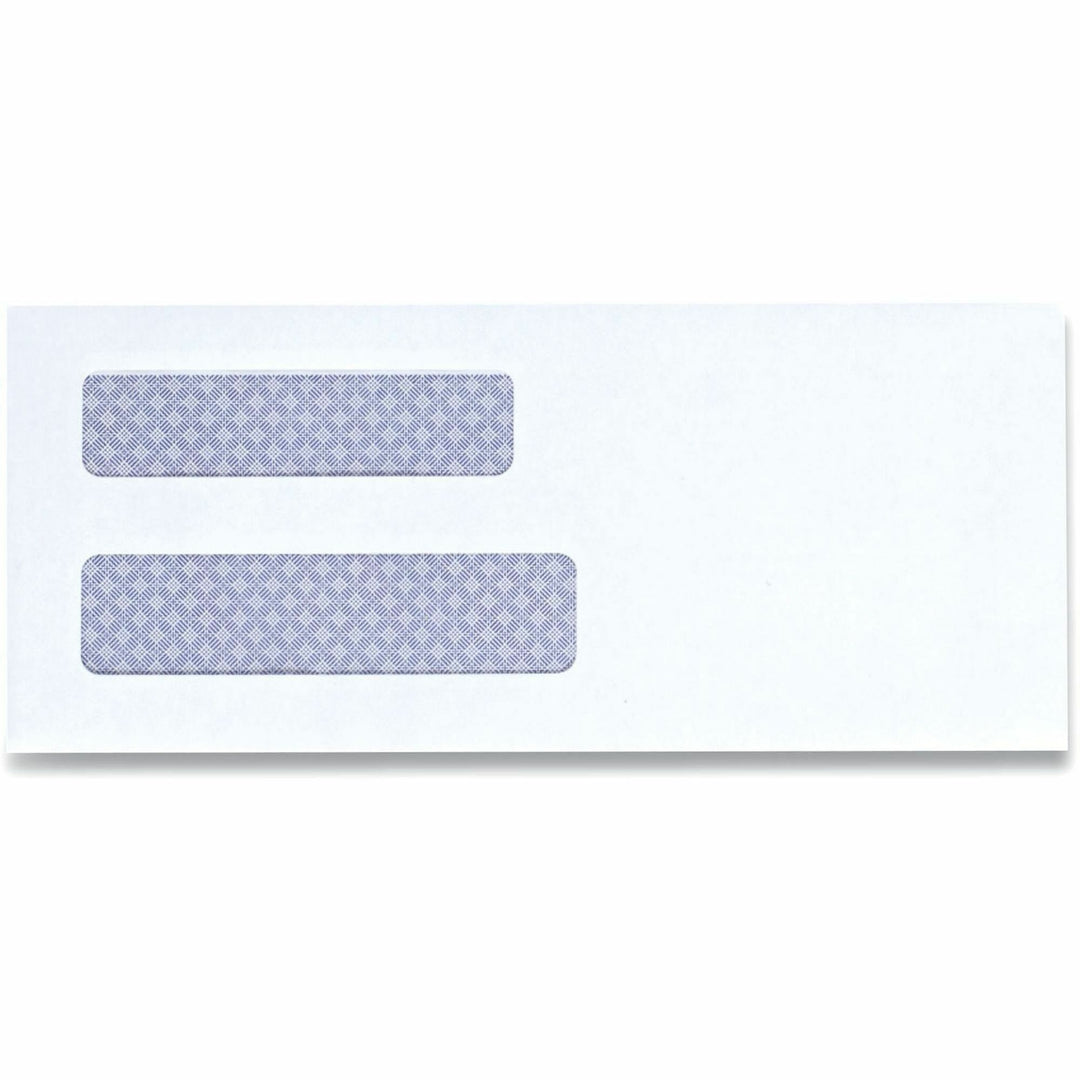 Image of Universal® Double Window Business Envelope, #8 5/8, Square Flap, Self-Adhesive Closure, 3.63 x 8.63, White, 500/Box