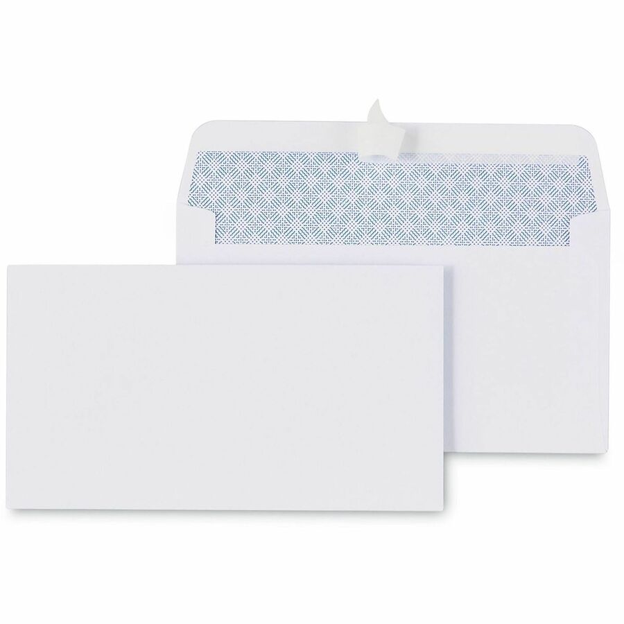 Image of Universal 36106 Envelope, Business, #6 3/4, 24 lb, Self Adhesive, White, Paper Stock, 100 / Box
