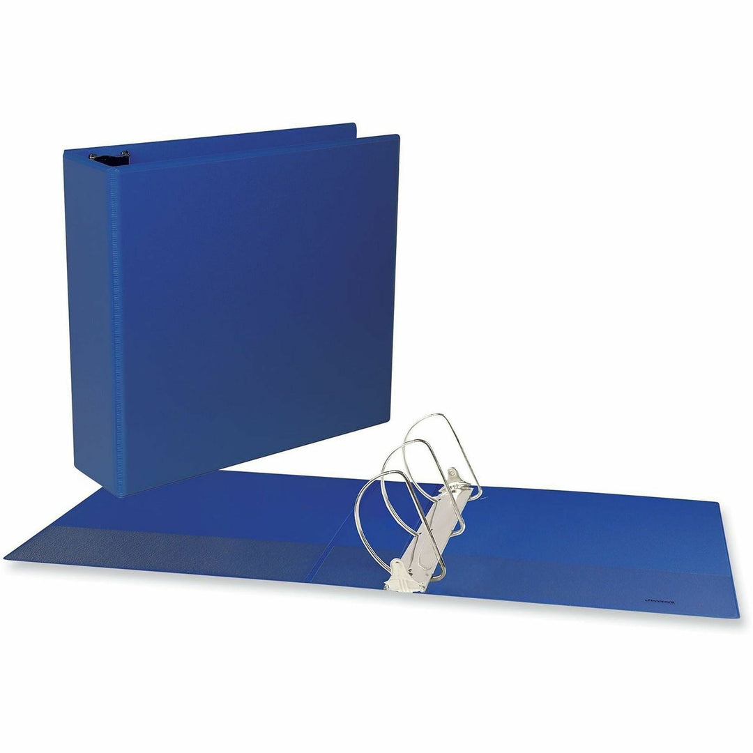 Image of Universal® Slant D-Ring View Binder, 3 Rings, 3" Capacity, 11 x 8.5, Navy Blue