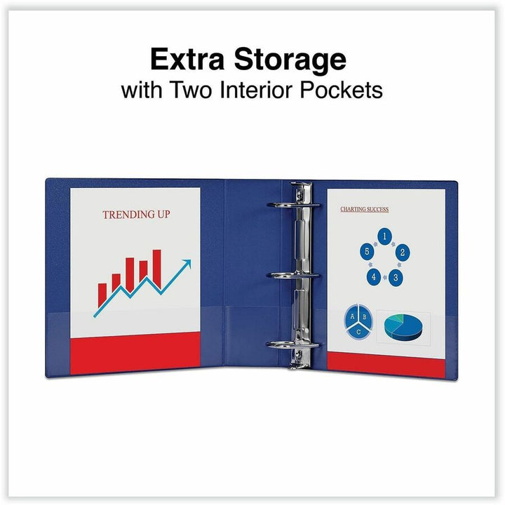 Image of Universal 20754 Slant D-Ring View Binder, 3 Rings, 3" Capacity, 11 x 8.5, Navy Blue