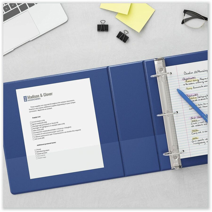 Image of Universal 20749 Slant D-Ring View Binder, 3 Rings, 2" Capacity, 11 x 8.5, Navy Blue