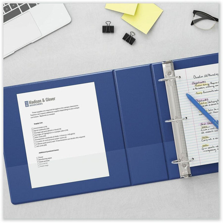 Image of Universal 20749 Slant D-Ring View Binder, 3 Rings, 2" Capacity, 11 x 8.5, Navy Blue