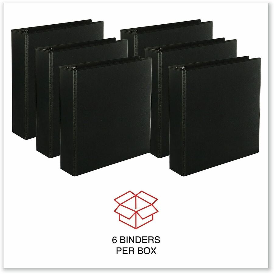 Image of Universal 20745PK Slant D-Ring View Binder, 3 Rings, 2" Capacity, 11 x 8.5, Black, 6/Carton