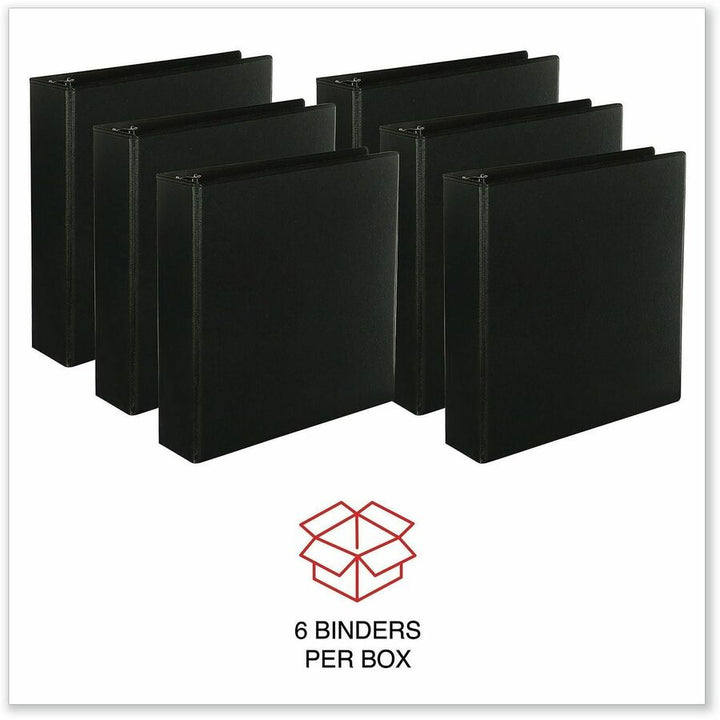 Image of Universal 20745PK Slant D-Ring View Binder, 3 Rings, 2" Capacity, 11 x 8.5, Black, 6/Carton