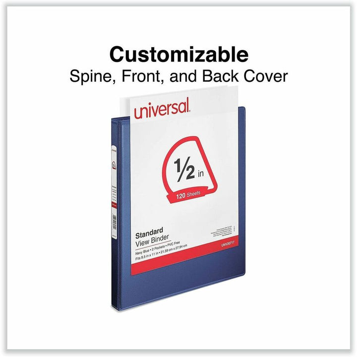 Image of Universal 20717 Slant D-Ring View Binder, 3 Rings, 0.5" Capacity, 11 x 8.5, Navy Blue