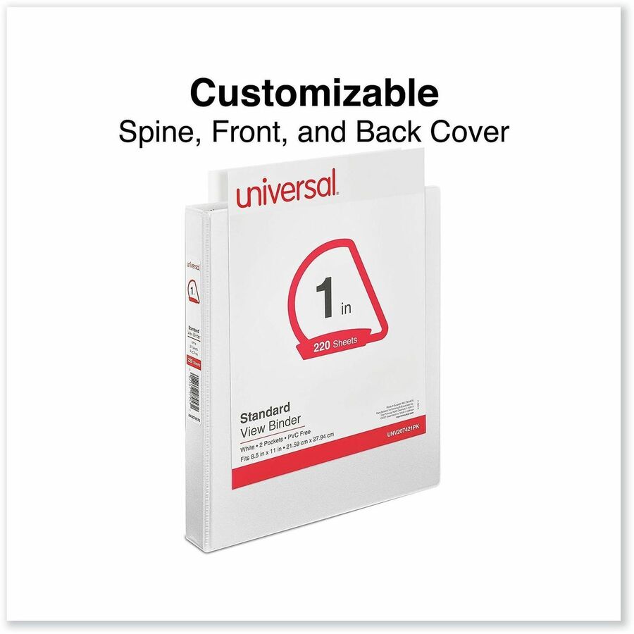 Image of Universal 207421PK Slant D-Ring View Binder, 3 Rings, 1" Capacity, 11 x 8.5, White, 12/Carton