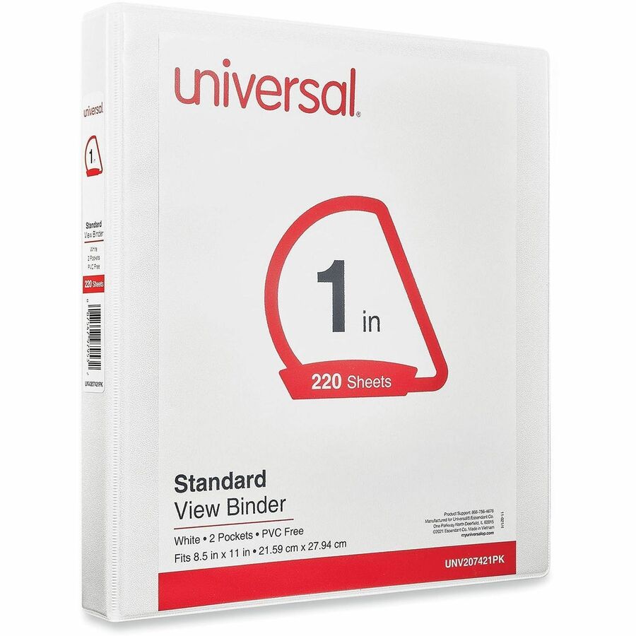 Image of Universal 207421PK Slant D-Ring View Binder, 3 Rings, 1" Capacity, 11 x 8.5, White, 12/Carton