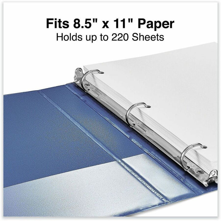 Image of Universal 207410 Slant D-Ring View Binder, 3 Rings, 1" Capacity, 11 x 8.5, Navy Blue