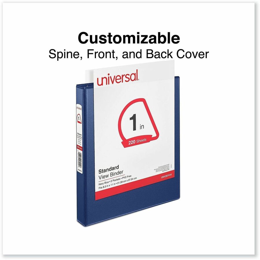 Image of Universal 207410 Slant D-Ring View Binder, 3 Rings, 1" Capacity, 11 x 8.5, Navy Blue