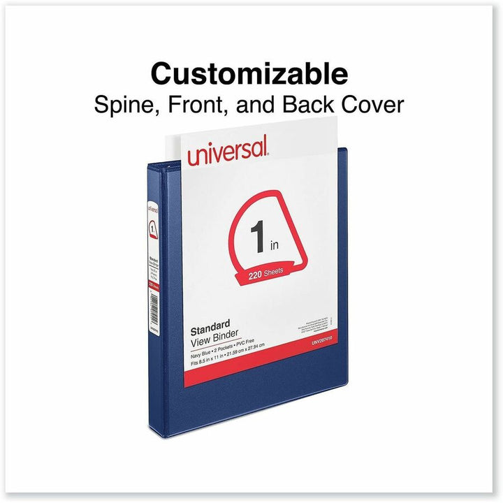 Image of Universal 207410 Slant D-Ring View Binder, 3 Rings, 1" Capacity, 11 x 8.5, Navy Blue