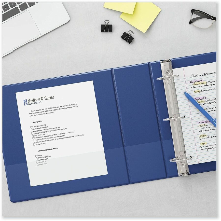 Image of Universal 207410 Slant D-Ring View Binder, 3 Rings, 1" Capacity, 11 x 8.5, Navy Blue