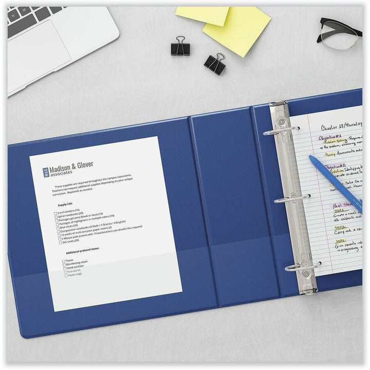 Image of Universal 20718 Slant D-Ring View Binder, 3 Rings, 1.5" Capacity, 11 x 8.5, Navy Blue