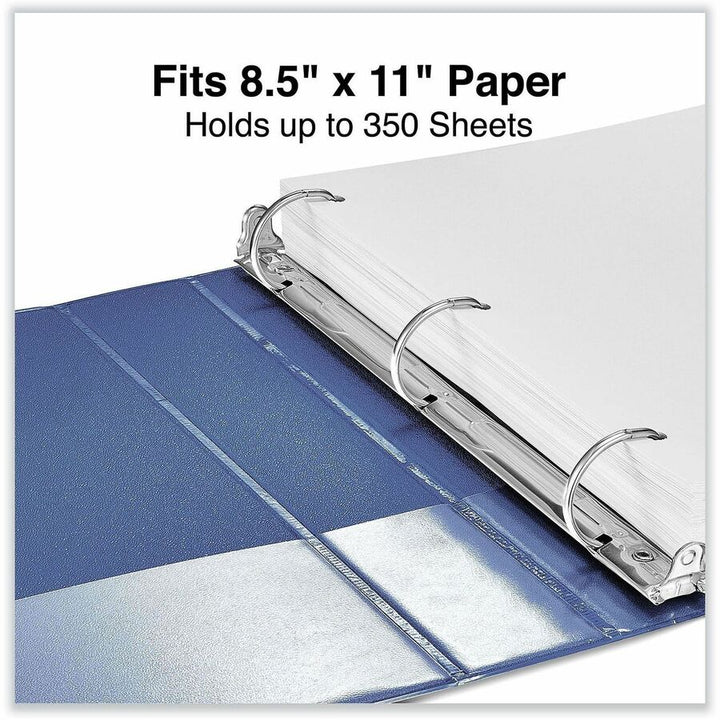 Image of Universal 20718 Slant D-Ring View Binder, 3 Rings, 1.5" Capacity, 11 x 8.5, Navy Blue