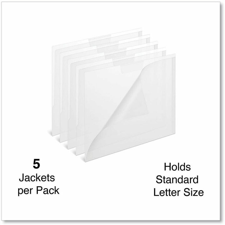 Image of Universal 50760 Project Poly Jackets, Letter Size, Clear, 5/Pack, 8 1/2" x 11", Plastic, Polypropylene, Clear, Unpunched, 5 / Pack