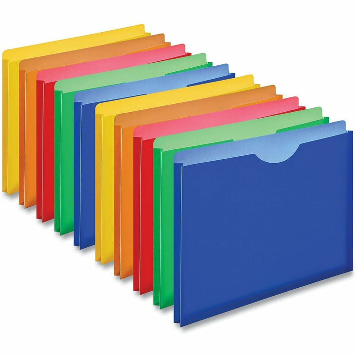 Image of Universal 50750 File Jacket, 8 1/2" x 11", 1" Expansion, Plastic, Polypropylene, Assorted, Unpunched, 10 / Pack