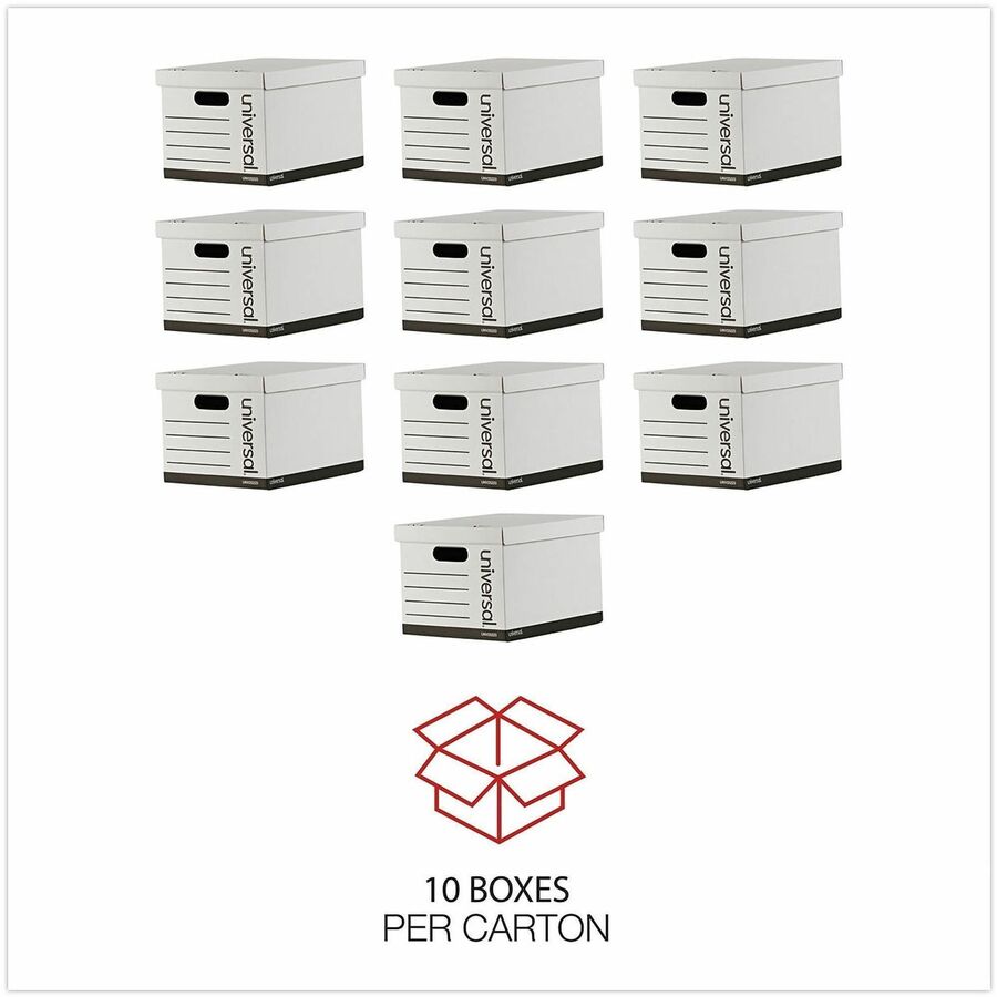 Image of Universal® Basic-Duty Economy Record Storage Boxes, Letter/legal Files, 12" X 15" X 10", White, 10/carton