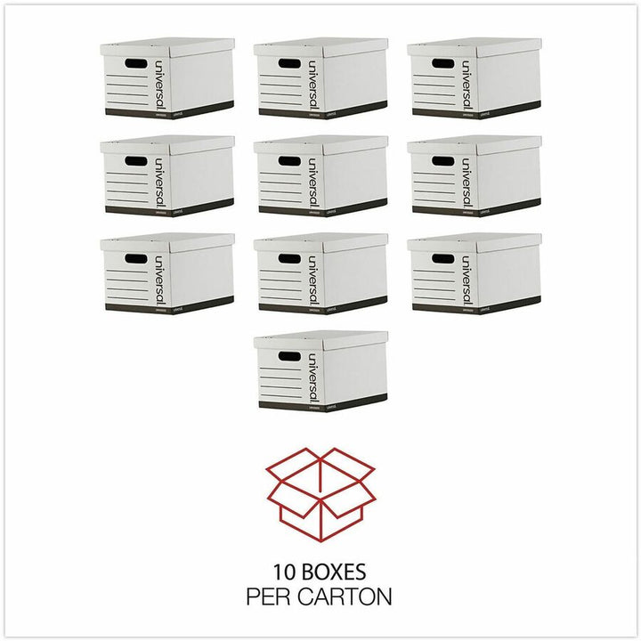 Image of Universal® Basic-Duty Economy Record Storage Boxes, Letter/legal Files, 12" X 15" X 10", White, 10/carton