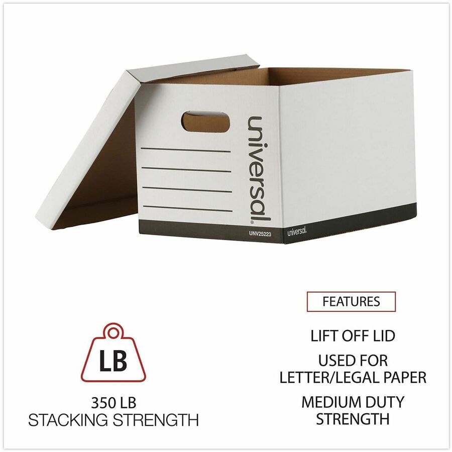 Image of Universal® Basic-Duty Economy Record Storage Boxes, Letter/legal Files, 12" X 15" X 10", White, 10/carton