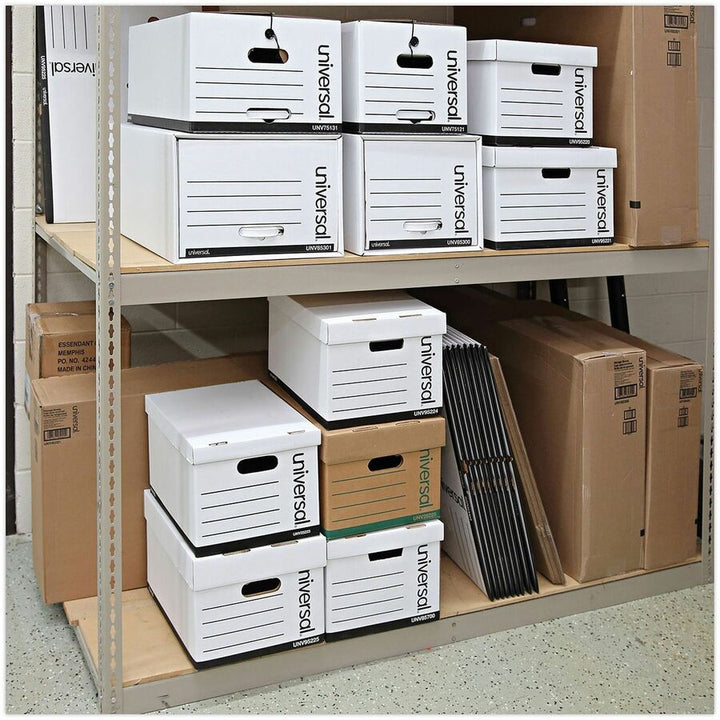 Image of Universal® Basic-Duty Economy Record Storage Boxes, Letter/legal Files, 12" X 15" X 10", White, 10/carton