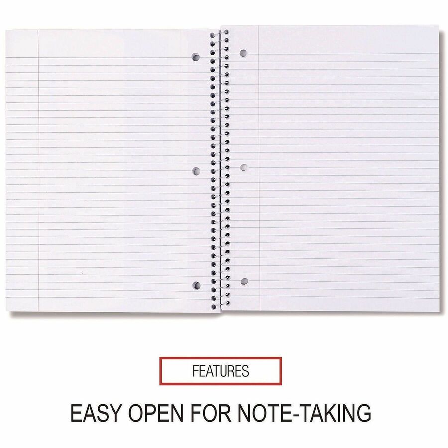 Image of Universal® Wirebound Notebook, 1-Subject, Medium/College Rule, Black Cover, (70) 10.5 x 8 Sheets