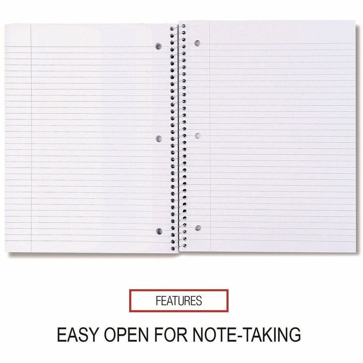 Image of Universal® Wirebound Notebook, 1-Subject, Medium/College Rule, Black Cover, (70) 10.5 x 8 Sheets