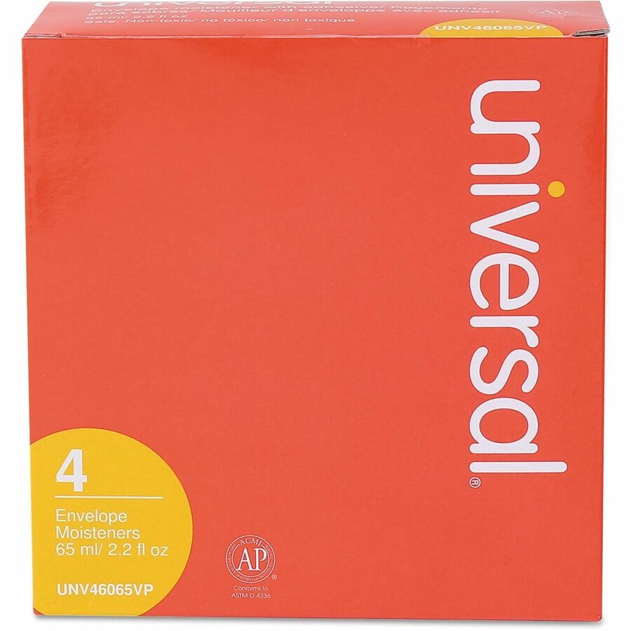 Image of Universal 46065VP Envelope Moistener, 2.20 oz, Clear, Adhesive, Clog-free, Fast-drying, Non-toxic, Polymer, 4 / Pack