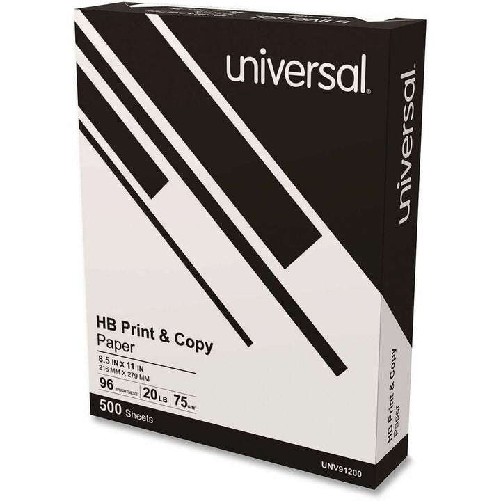 Image of Universal® High-Bright Multipurpose Paper, 20 lb Bond Weight, 8.5 x 11, Bright White, 500 Sheets/Ream, 5 Reams/Carton