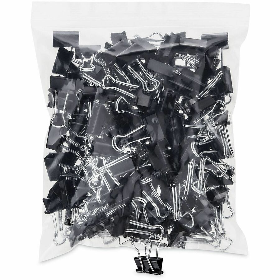 Image of Universal 10200VP Binder Clip Zip-Seal Bag Value Pack, Small, Black/Silver, 144/Pack