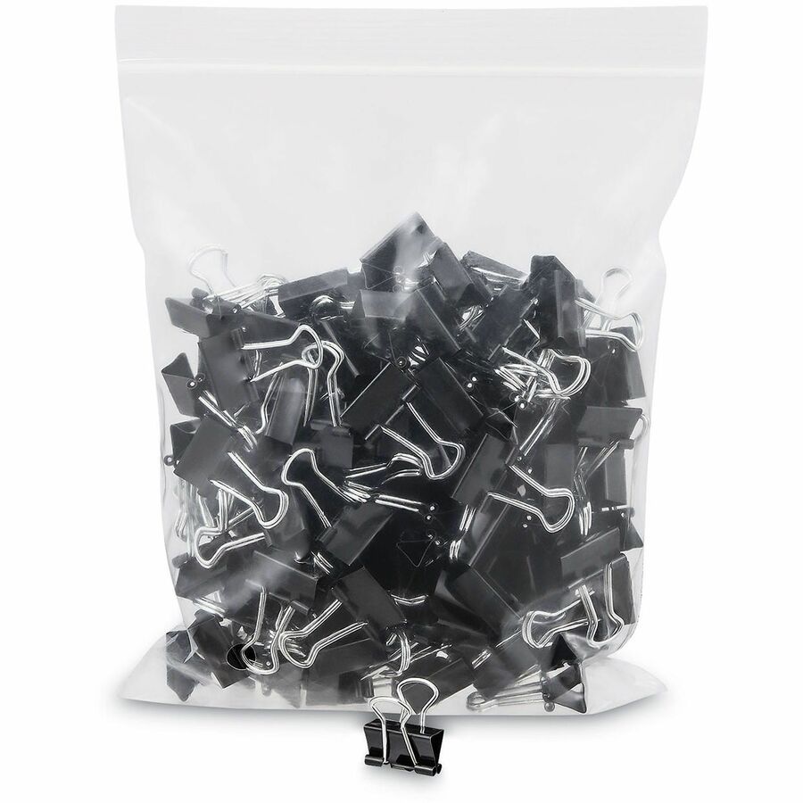 Image of Universal 10199VP Binder Clip Zip-Seal Bag Value Pack, Mini, Black/Silver, 144/Pack