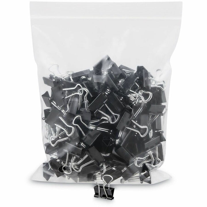Image of Universal 10199VP Binder Clip Zip-Seal Bag Value Pack, Mini, Black/Silver, 144/Pack