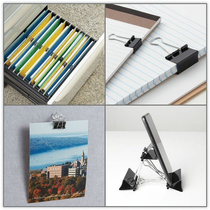 Image of Universal 11140 Binder Clips with Storage Tub, Small, Black/Silver, 40/Pack