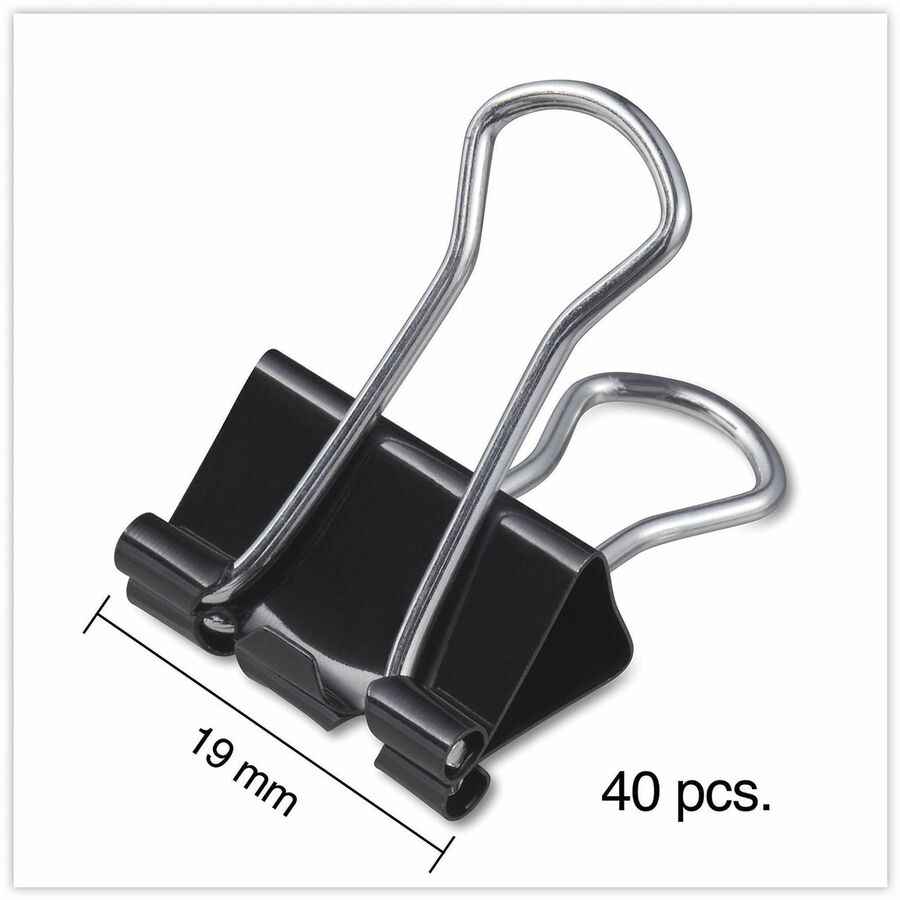 Image of Universal 11140 Binder Clips with Storage Tub, Small, Black/Silver, 40/Pack
