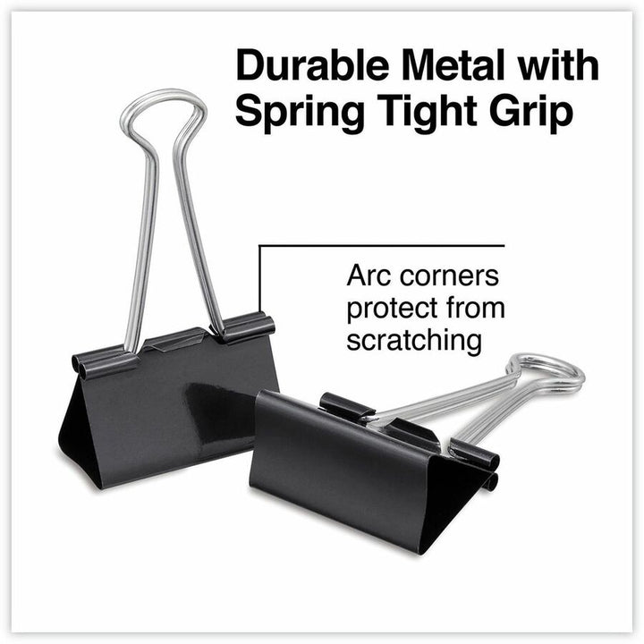 Image of Universal 11112 Binder Clips with Storage Tub, Large, Black/Silver, 12/Pack