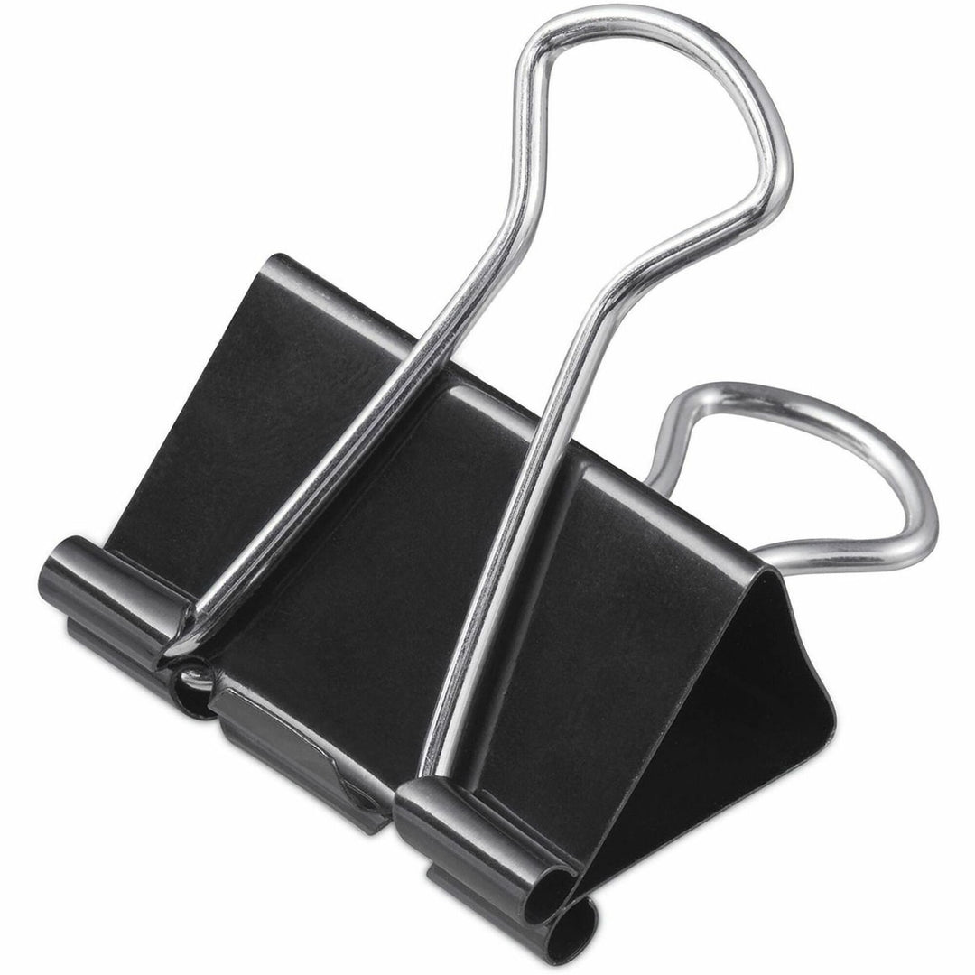 Image of Universal 11060 Binder Clips with Storage Tub, Mini, Black/Silver, 60/Pack