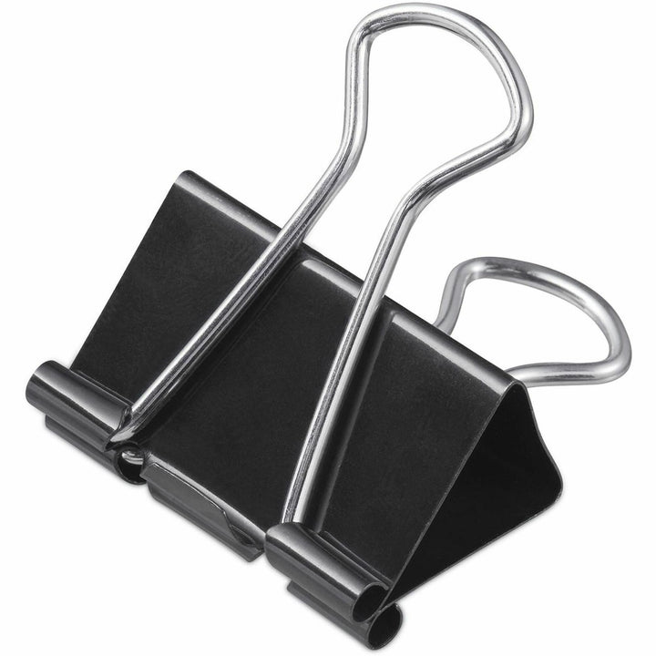 Image of Universal 11060 Binder Clips with Storage Tub, Mini, Black/Silver, 60/Pack