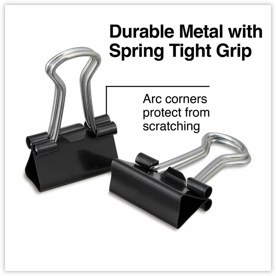 Image of Universal 11060 Binder Clips with Storage Tub, Mini, Black/Silver, 60/Pack