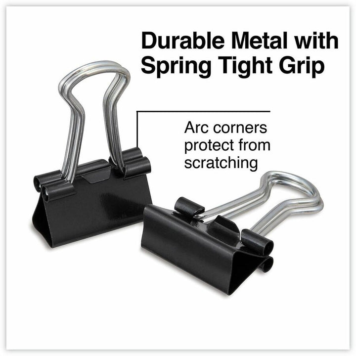Image of Universal 11060 Binder Clips with Storage Tub, Mini, Black/Silver, 60/Pack
