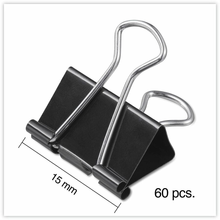 Image of Universal 11060 Binder Clips with Storage Tub, Mini, Black/Silver, 60/Pack